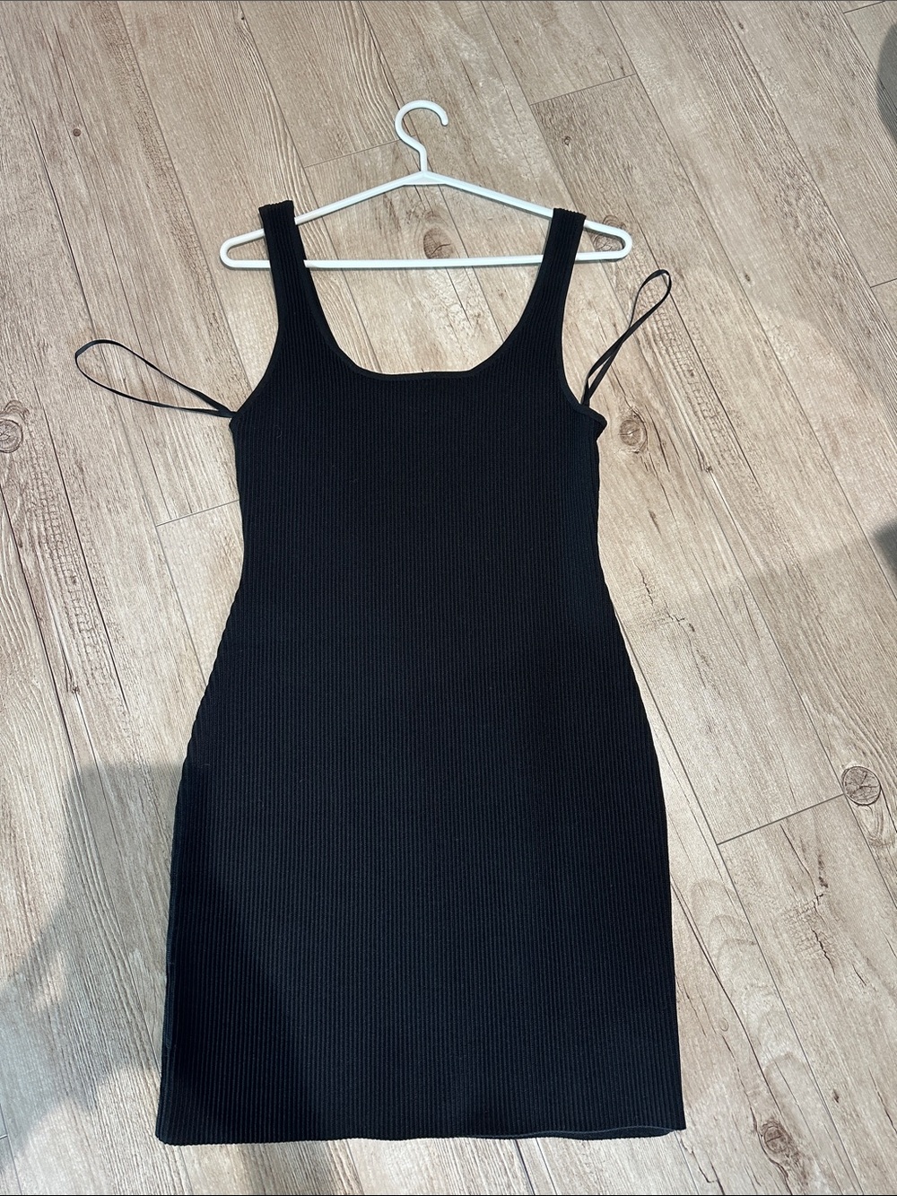Babaton Black Ribbed Mini Tank Dress